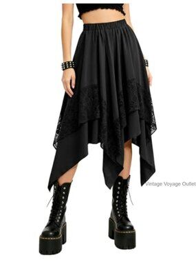 Asymmetrical High Low Hem Renaissance Goth Skirt